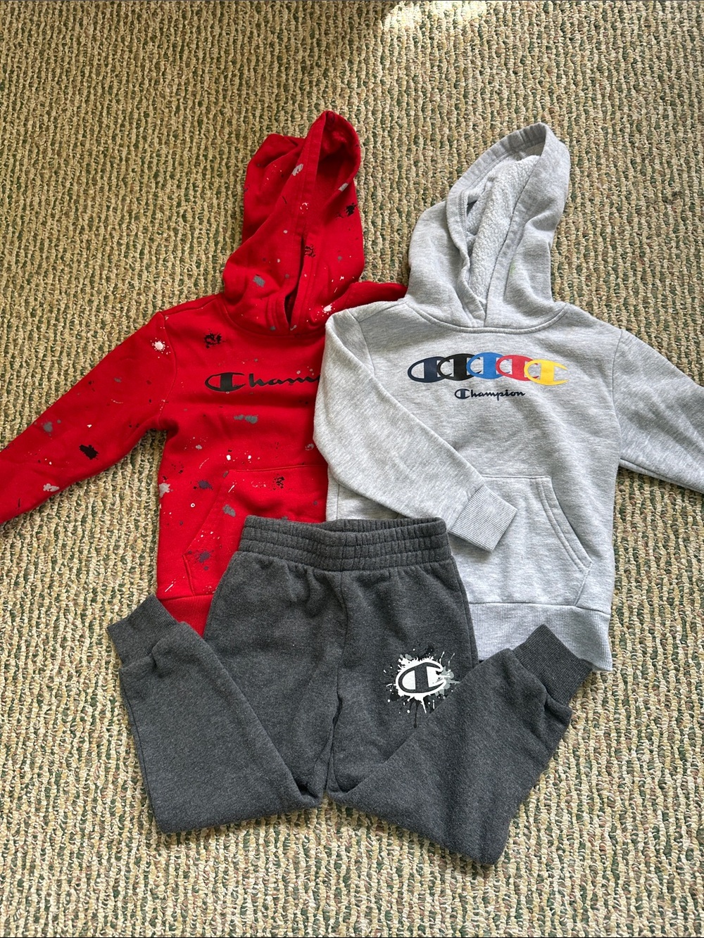 Champion Red & Gray Kids Hoodie and Charcoal Joggers Set